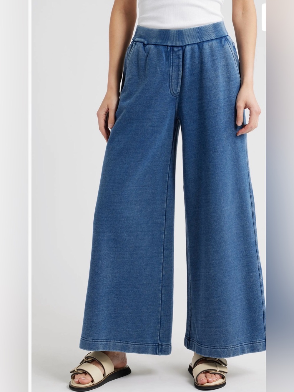 COS Denim-Wash Jersey wide leg pants blue sz S streetwear minimalist